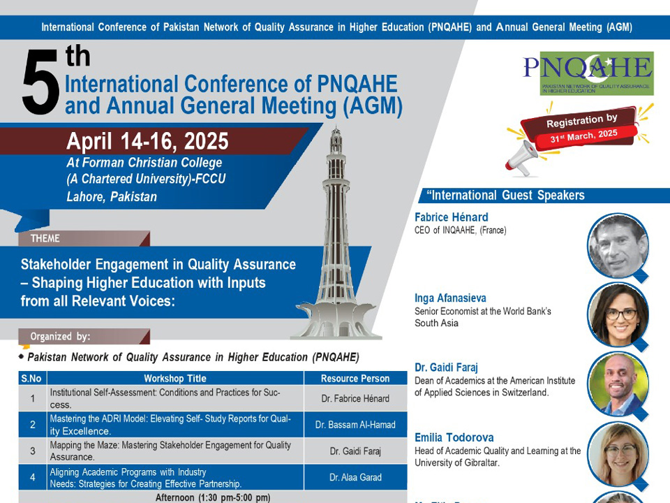 5th International Conference of PNQAHE & Annual General Meeting (AGM)