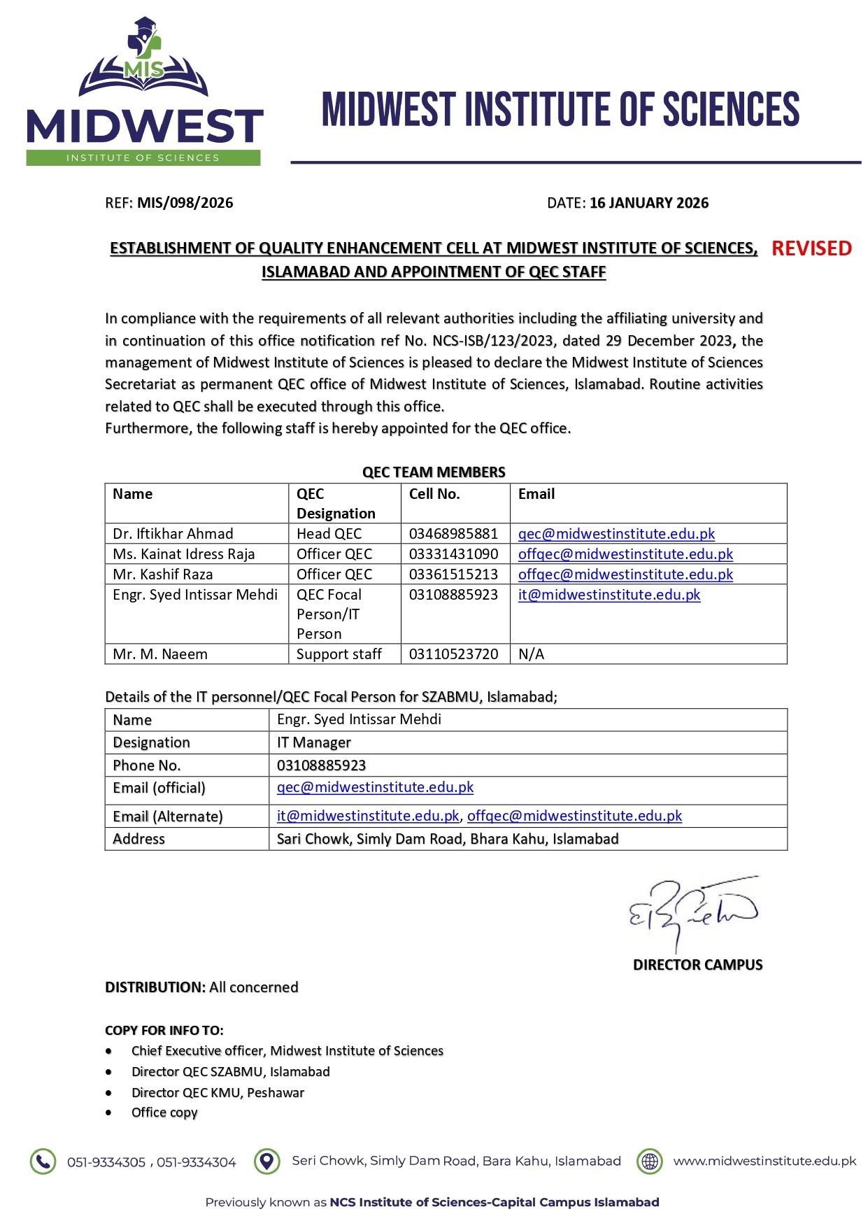 Revised QEC Staff Notification-16 January 2026
